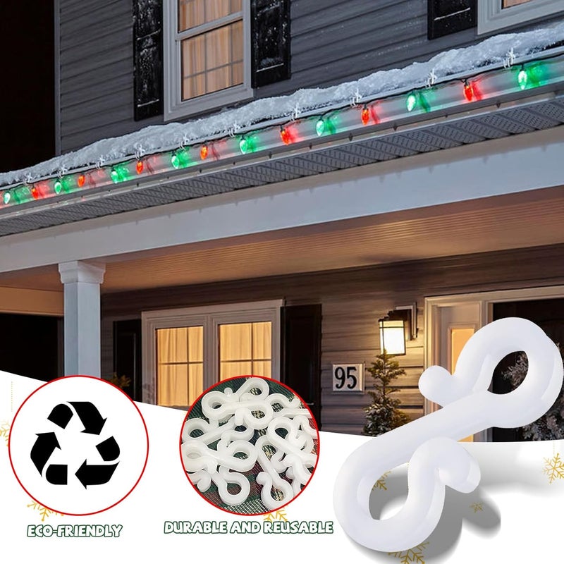 Doratale 100 Pcs Christmas Light Clips, Gutter Hanger Hooks Outdoor Holiday Light Clips S Clips for Christmas Indoor Outdoor Decoration String Lights, Rope Lights, Weatherproof Outdoor Mini Lights Clips - Image 4